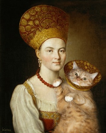 Argunov portait ofa ukrainian woman and cat